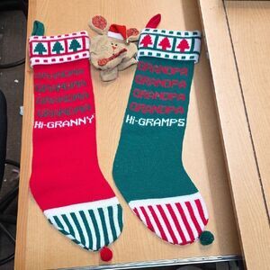 Kurt Adler Grandma Grandpa Knit Stockings Vintage 1983 Granny Gramps‎